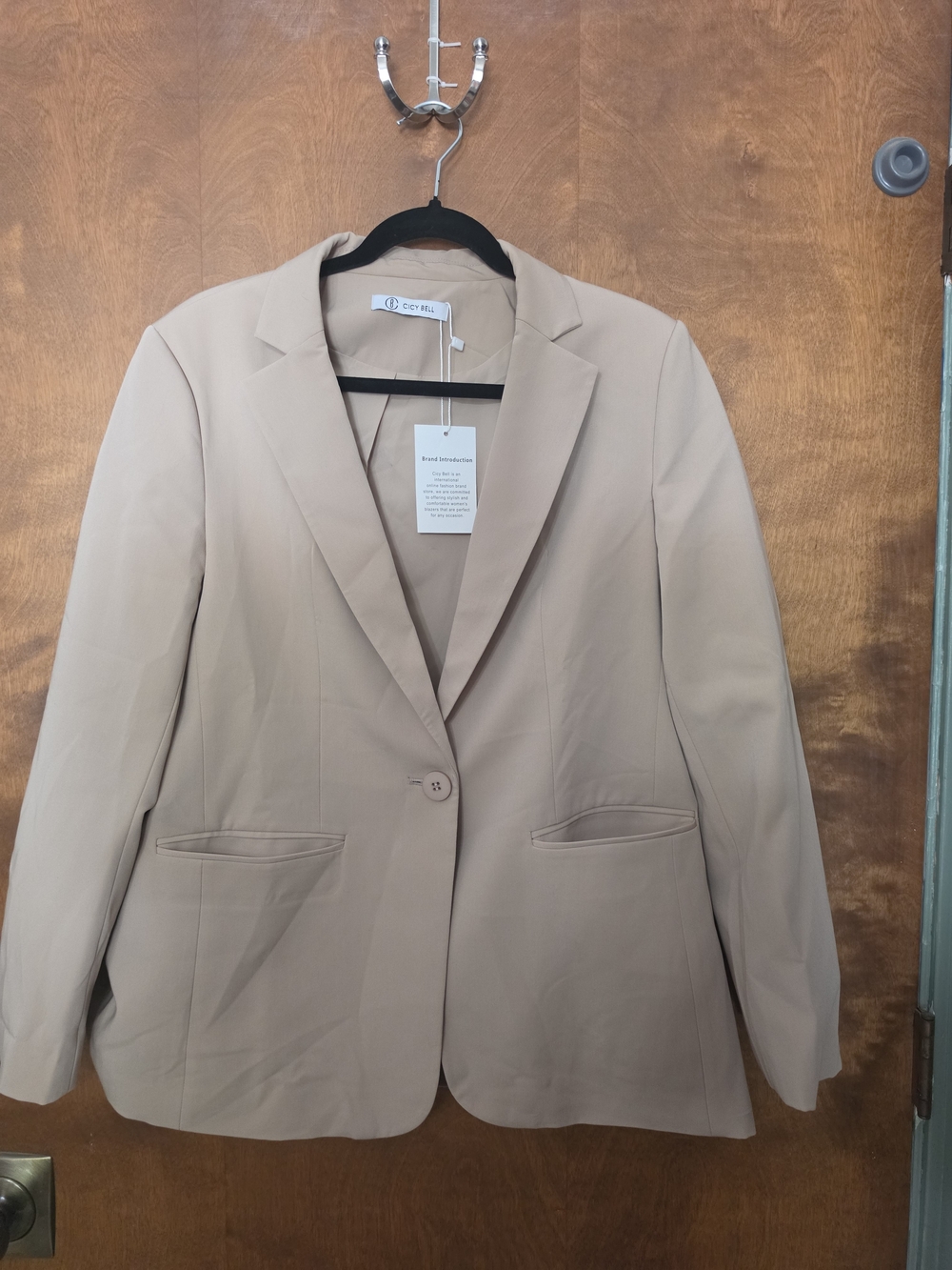 Neutral Tan Single-Button Tailored Blazer